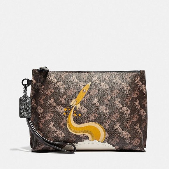 Coach Charlie Pouch With Horse And Carriage Print.